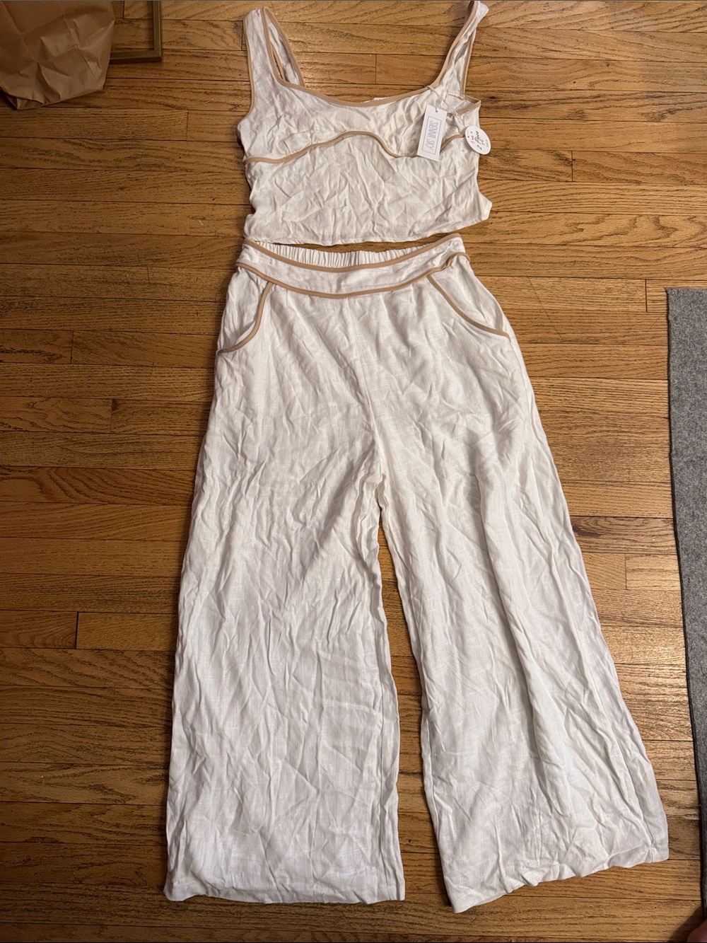 Sienna Sky Cream Wide-Leg Linen Set